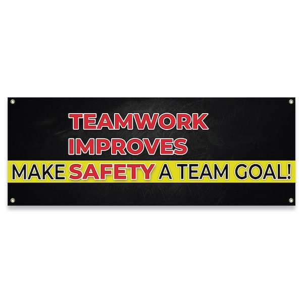 Teamwork Improves Make Team Goal! Banner Concession Stand Food Truck Single Sided, 48" H, B-30165